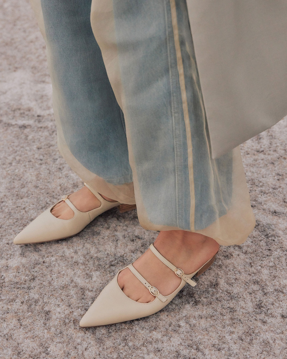 ADELE DRESS FLATS SAND LEATHER