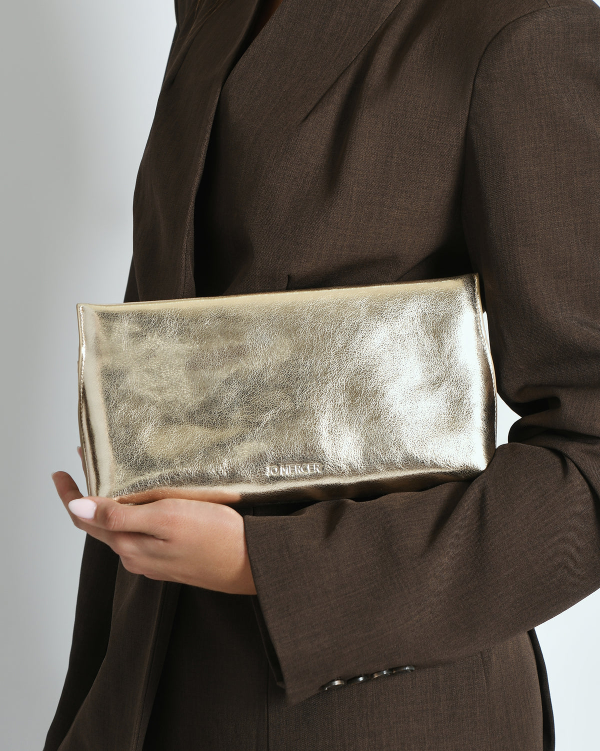 BONNIE CLUTCH BAG LIGHT GOLD LEATHER