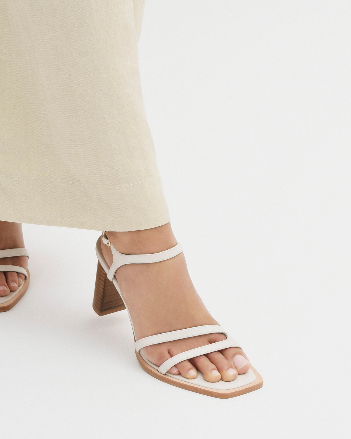 CASEY HIGH HEEL SANDAL OFF WHITE LEATHER