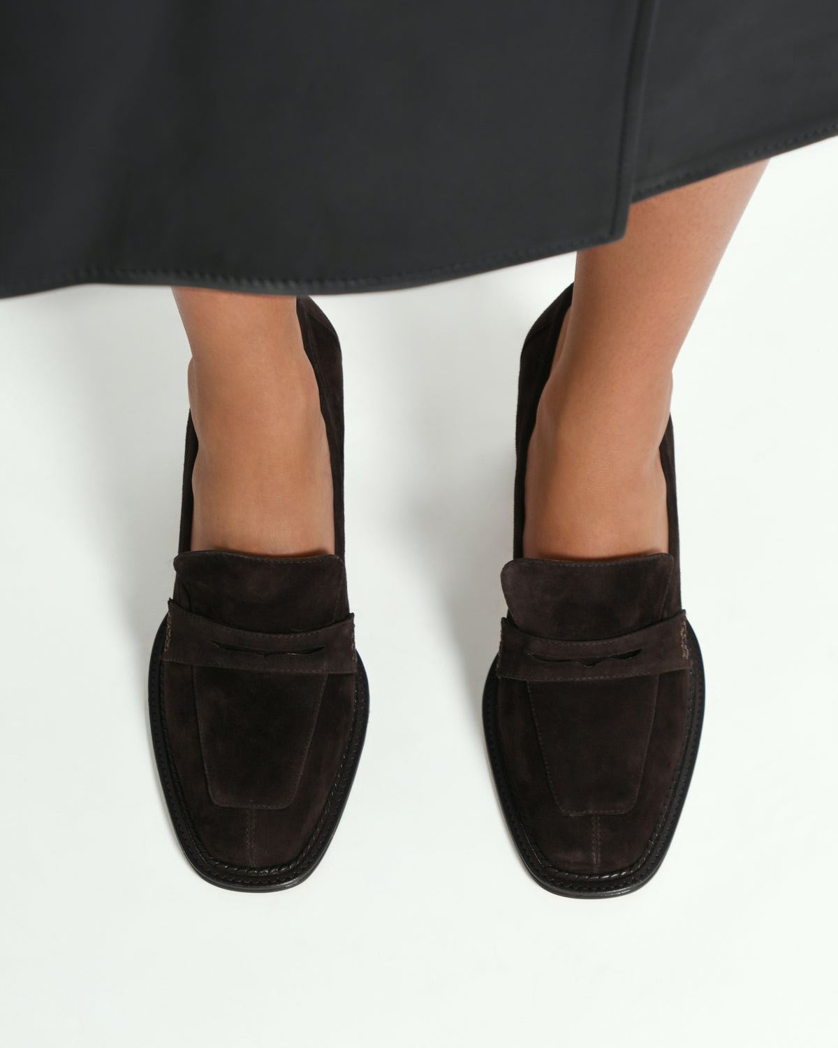 DELILAH MID HEEL LOAFERS BITTER CHOC SUEDE