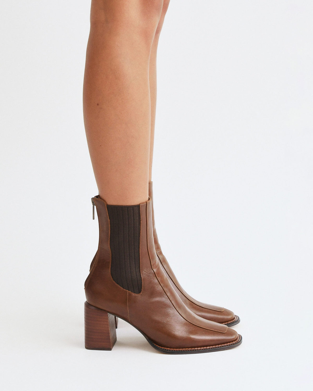 DEVINA MID ANKLE BOOTS DARK CHOC LEATHER