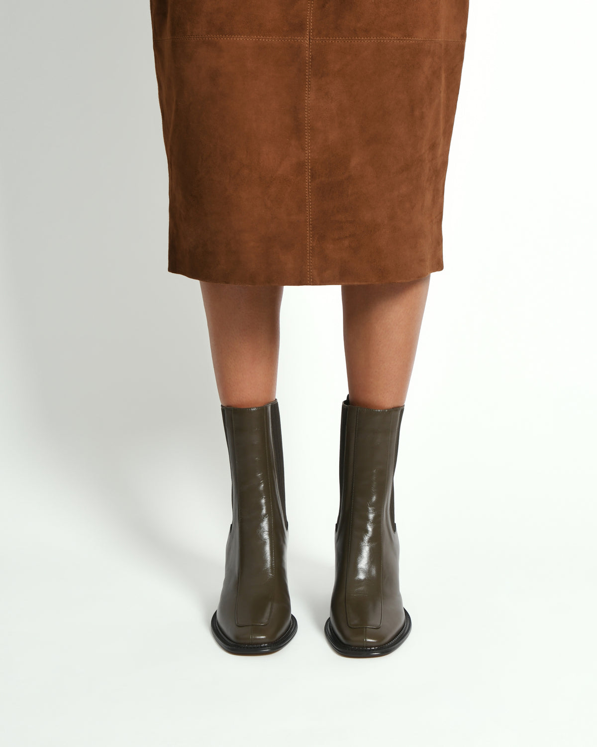 DEVINA MID ANKLE BOOTS DARK OLIVE LEATHER