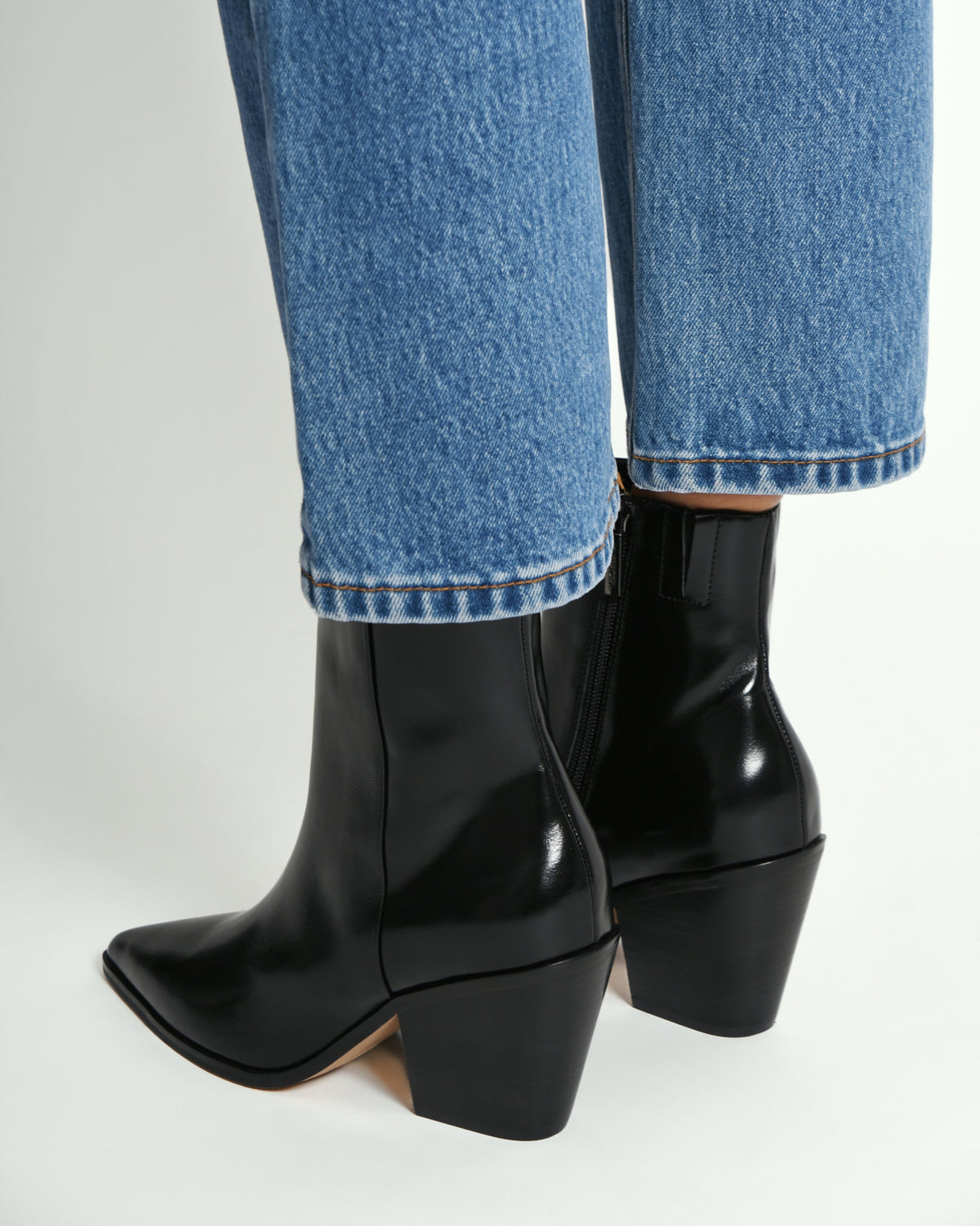 FREDDIE MID ANKLE BOOTS BLACK LEATHER