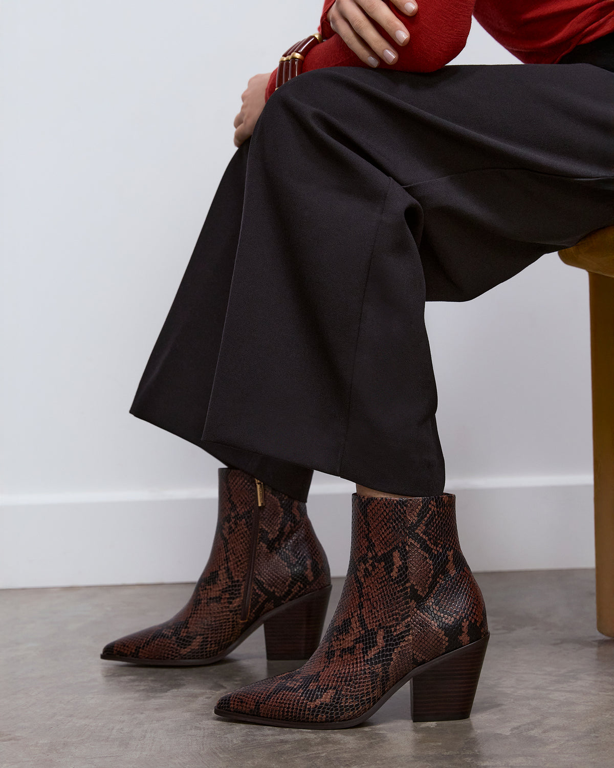 FREDDIE MID ANKLE BOOTS DARK SNAKE PRINT LEATHER
