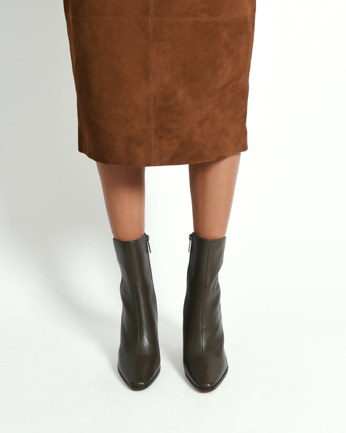 JEMIMA HIGH ANKLE BOOTS DARK OLIVE LEATHER