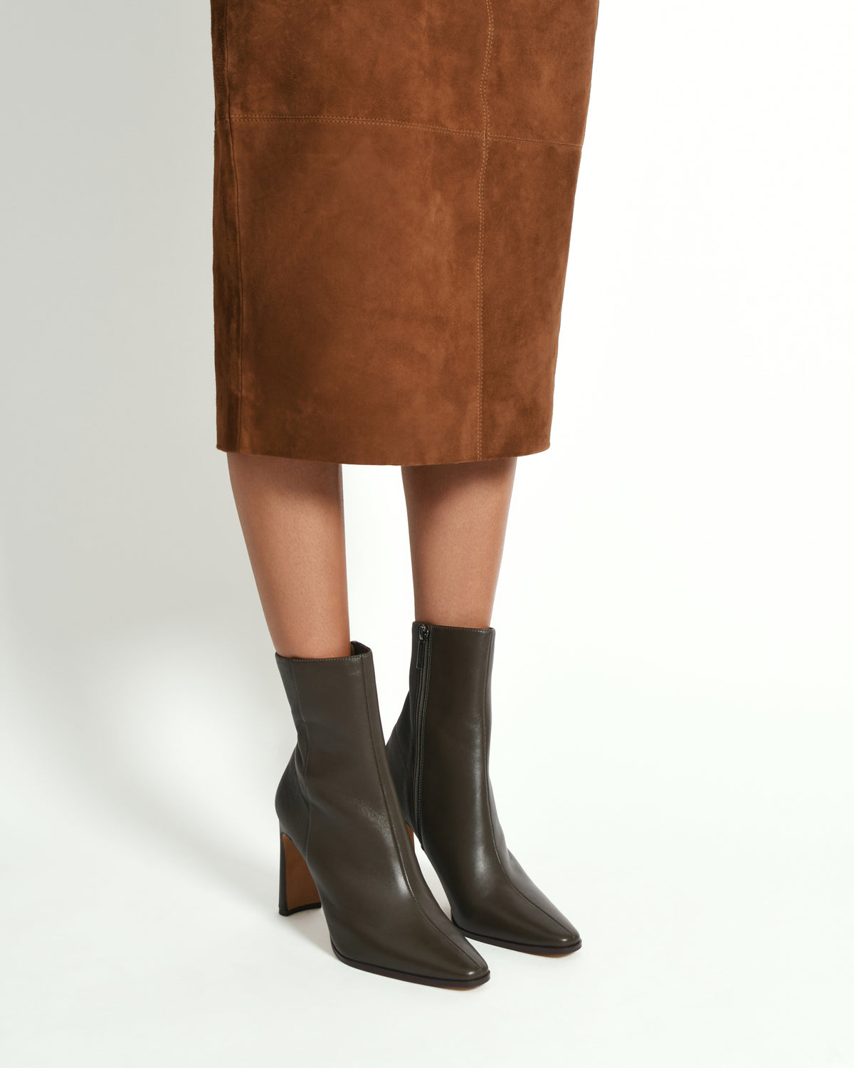 JEMIMA HIGH ANKLE BOOTS DARK OLIVE LEATHER