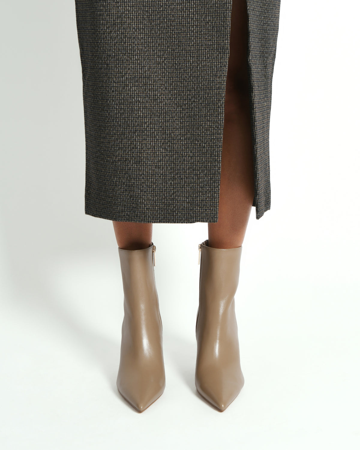 LOTTIE HIGH ANKLE BOOTS TAUPE LEATHER