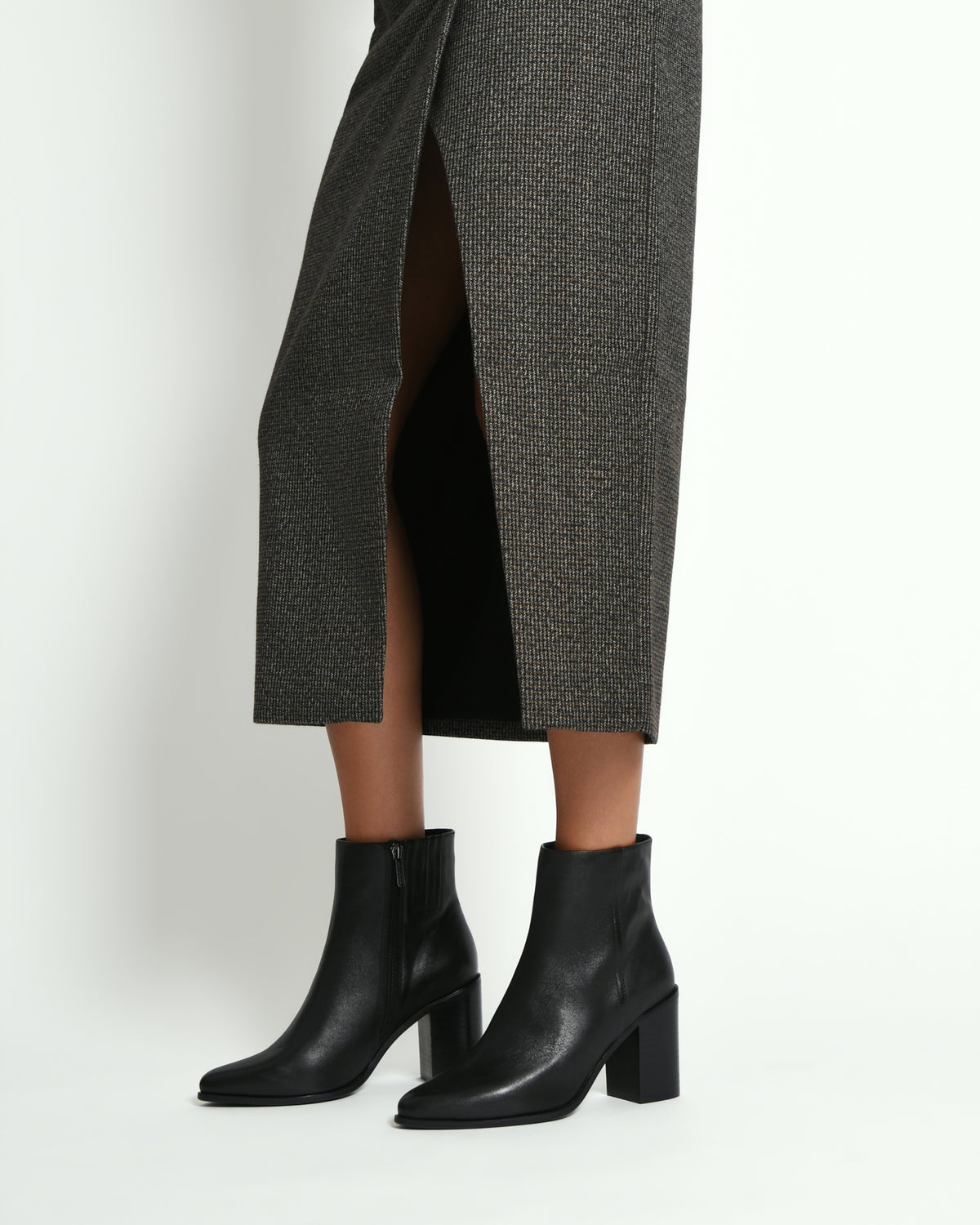 LUNA HIGH ANKLE BOOTS BLACK LEATHER