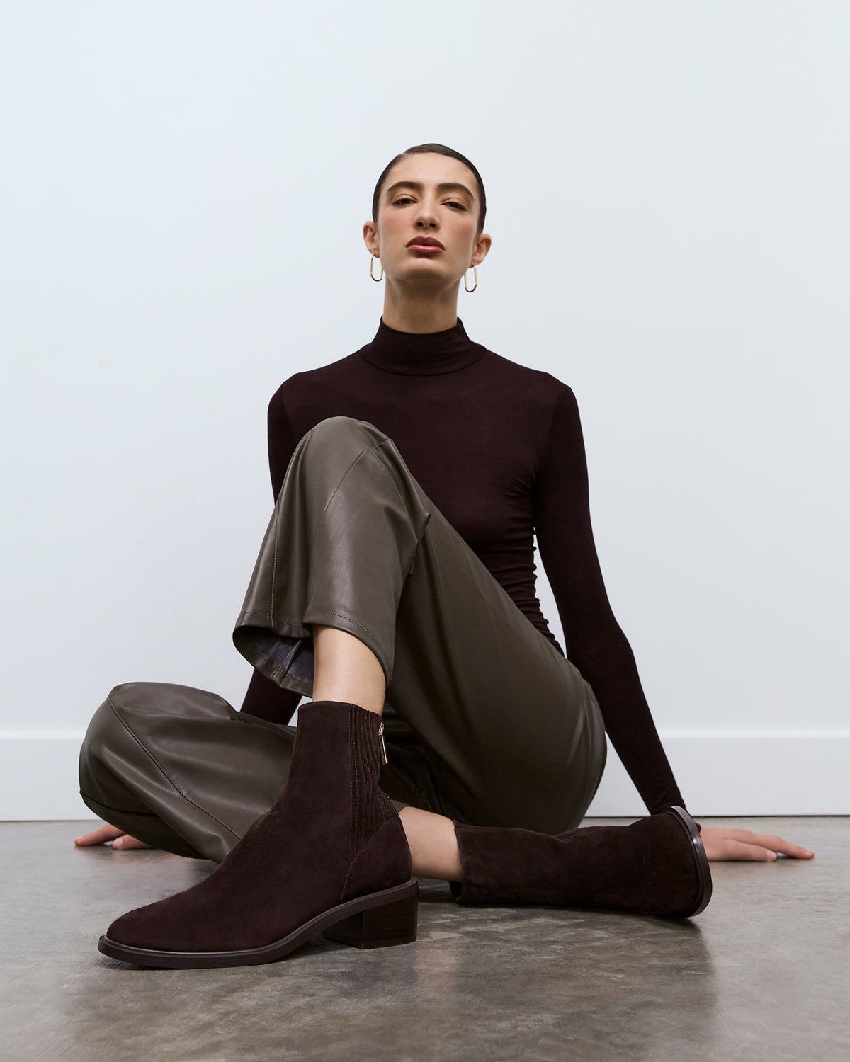 MASON FLAT ANKLE BOOTS BITTER CHOC SUEDE