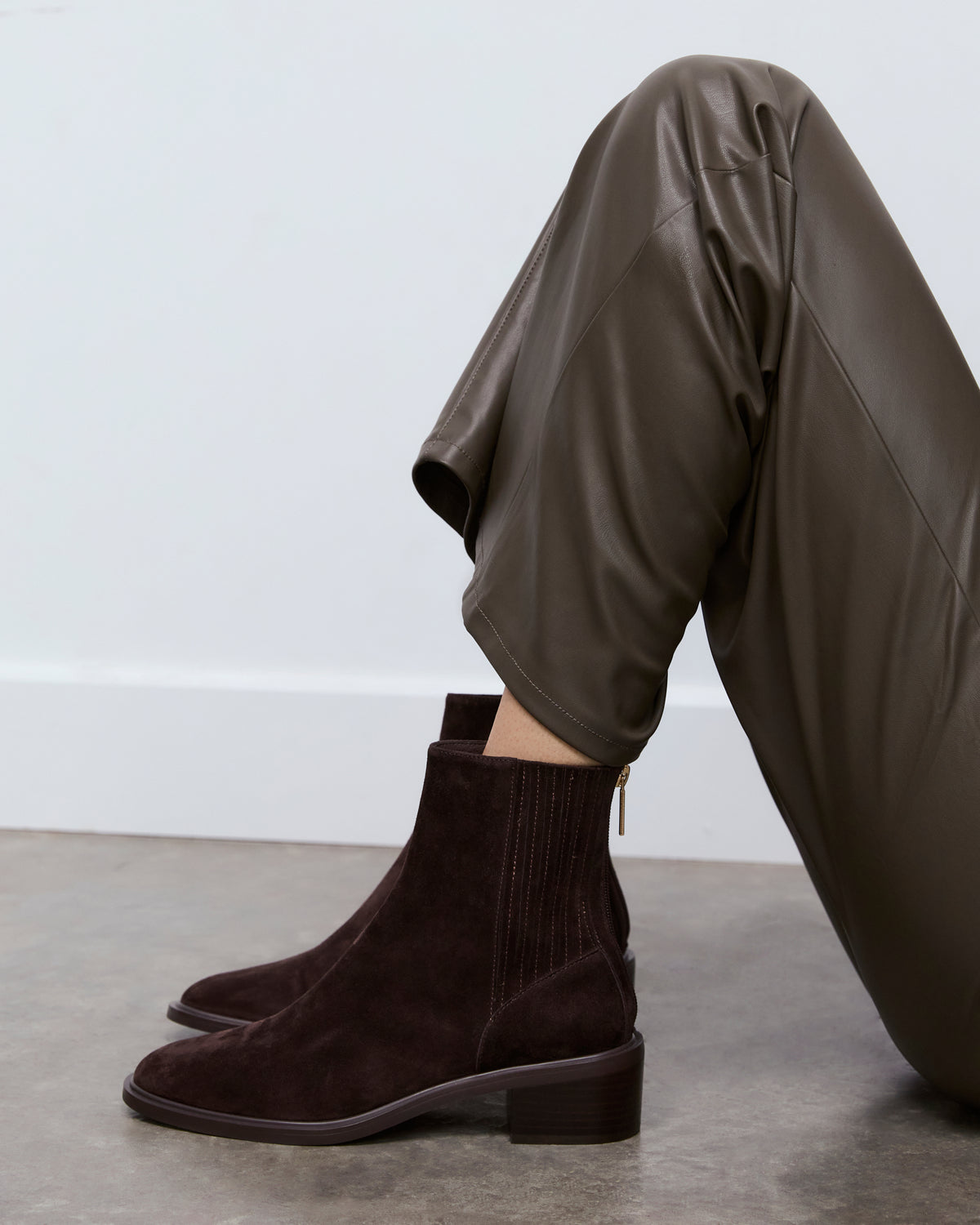 MASON FLAT ANKLE BOOTS BITTER CHOC SUEDE