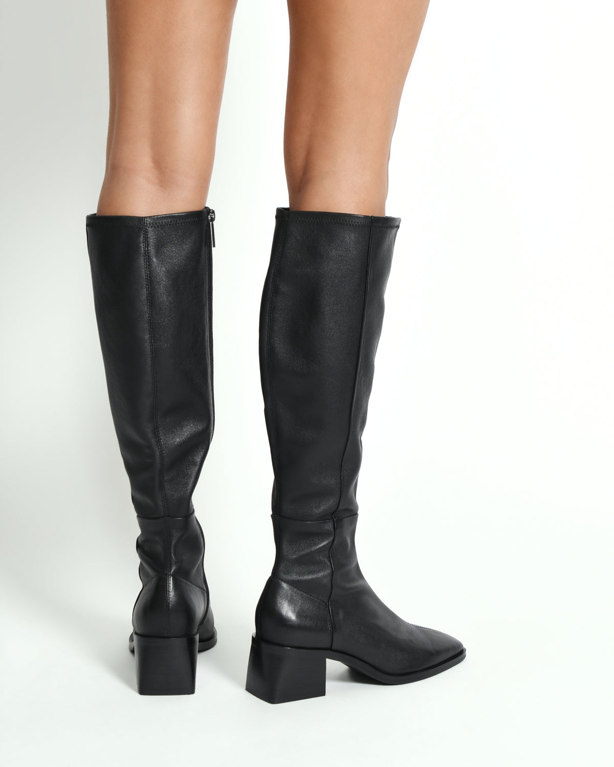 QUEENIE KNEE BOOTS BLACK LEATHER