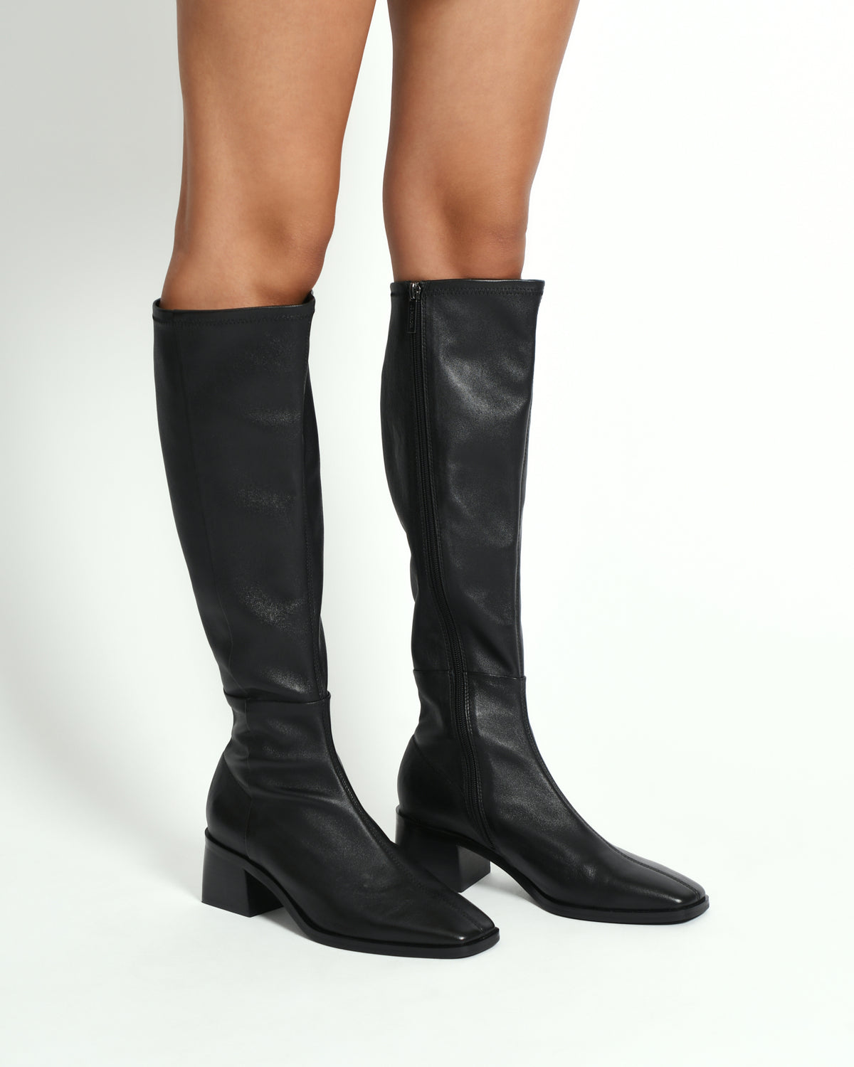 QUEENIE KNEE BOOTS BLACK LEATHER
