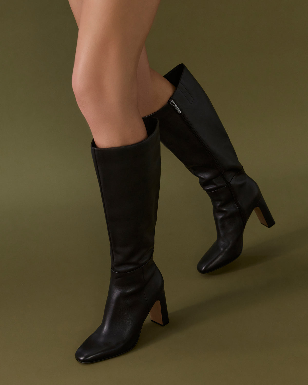 STORMI KNEE BOOTS BLACK LEATHER