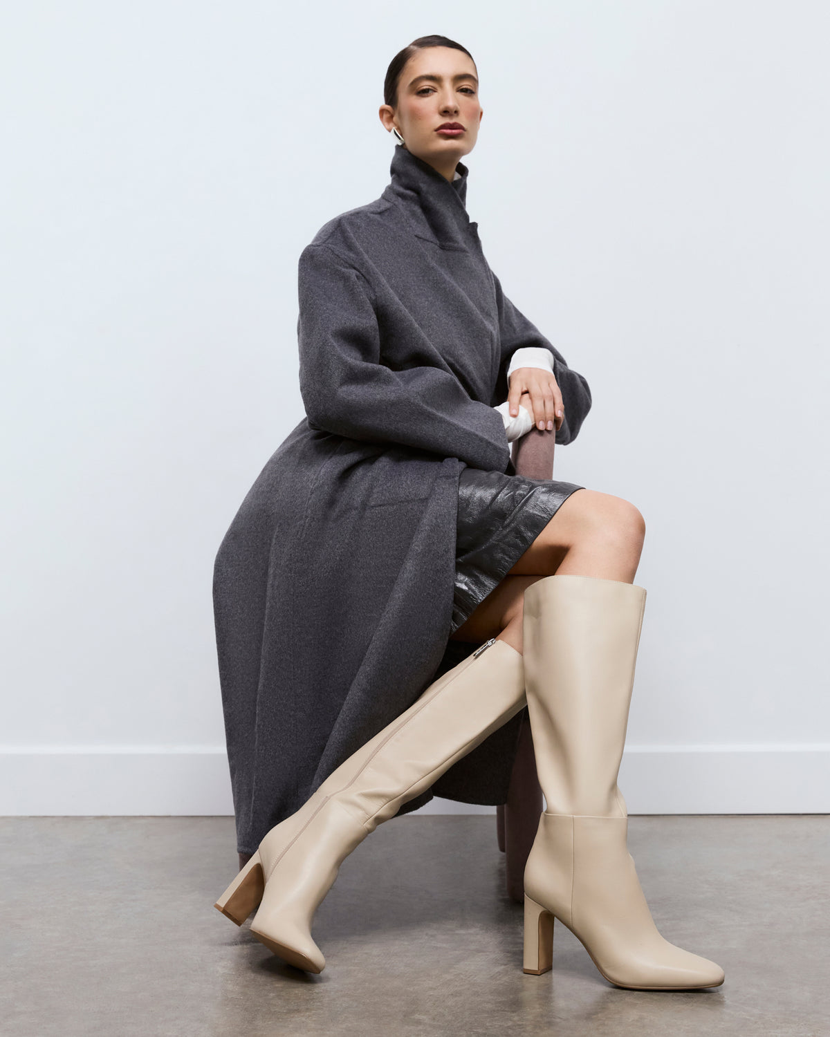 STORMI KNEE BOOTS SAND LEATHER