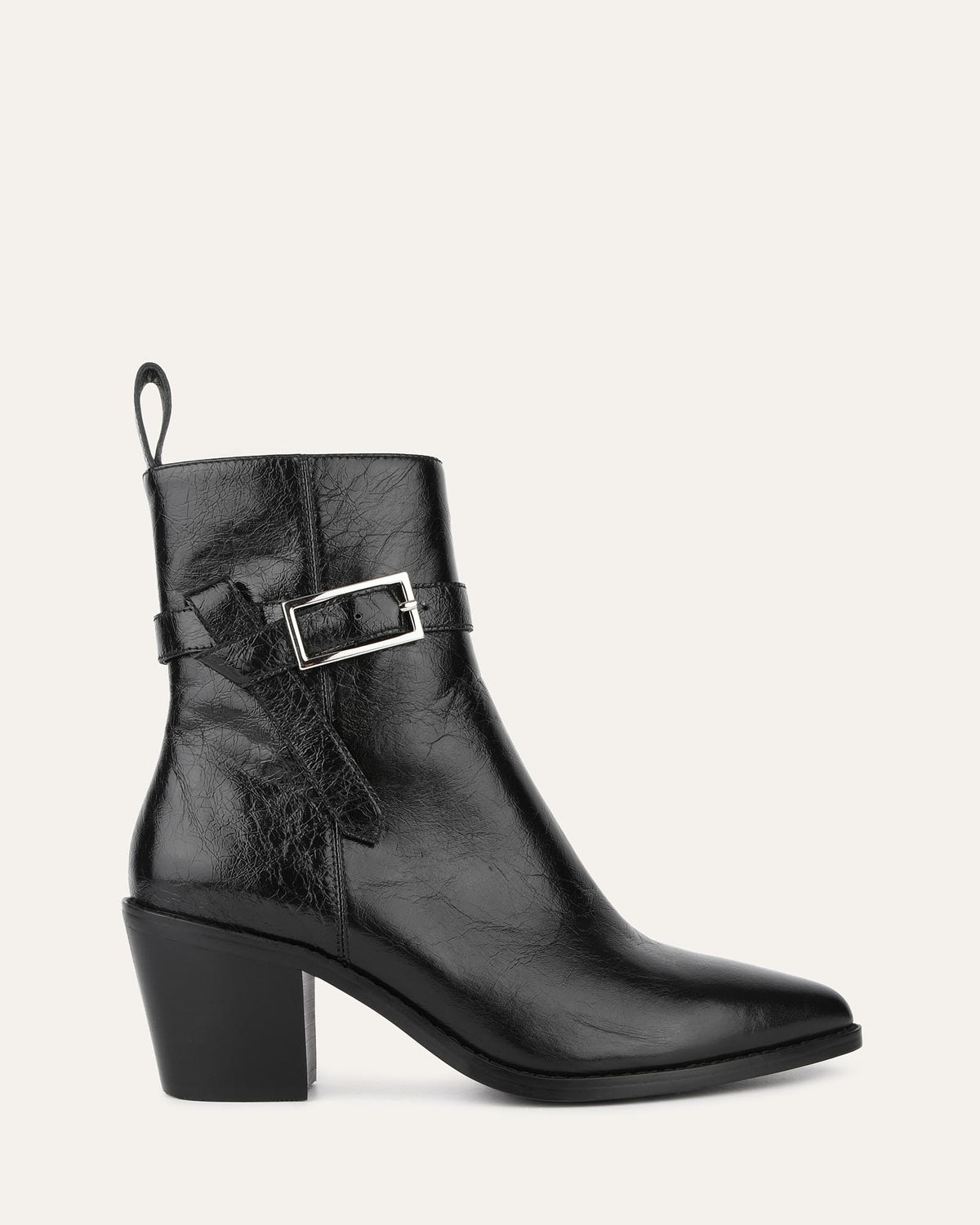 ZENA MID ANKLE BOOTS BLACK CRINKLE LEATHER