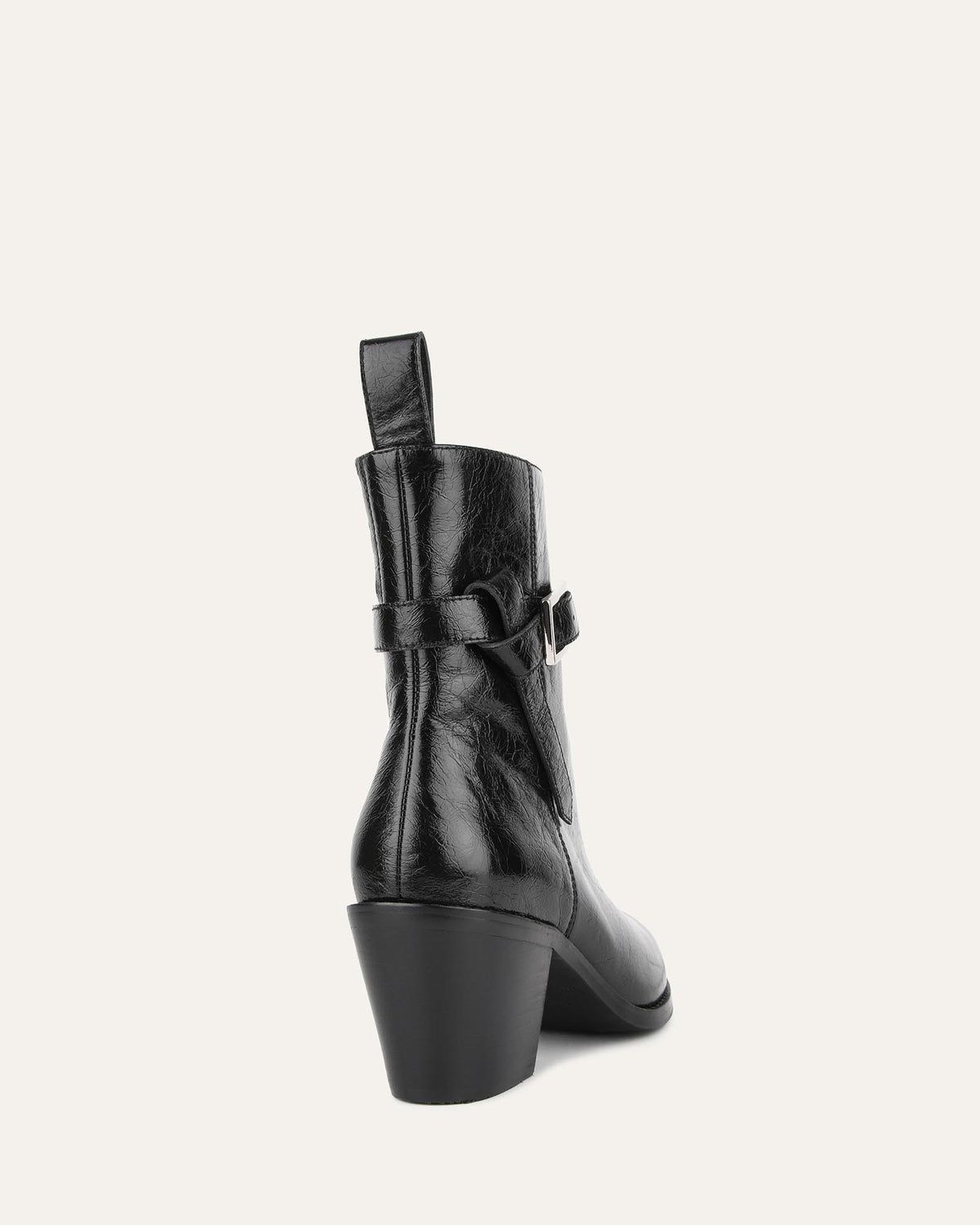 ZENA MID ANKLE BOOTS BLACK CRINKLE LEATHER