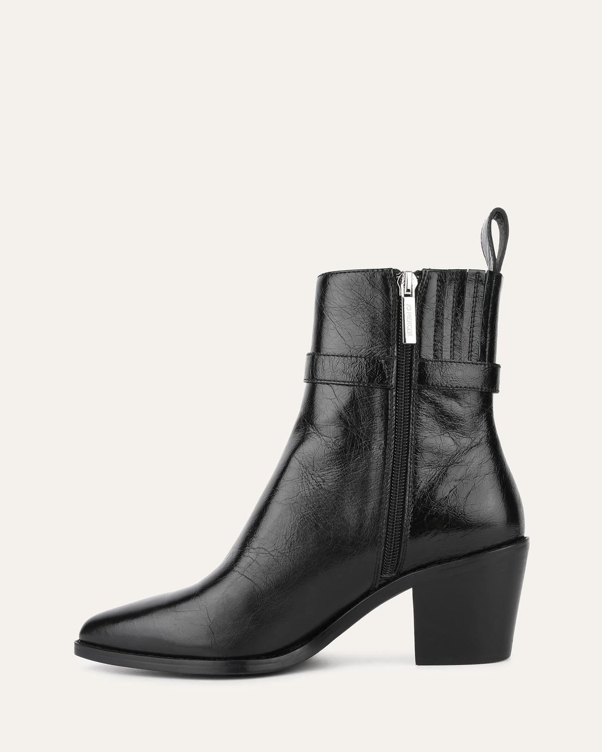 ZENA MID ANKLE BOOTS BLACK CRINKLE LEATHER