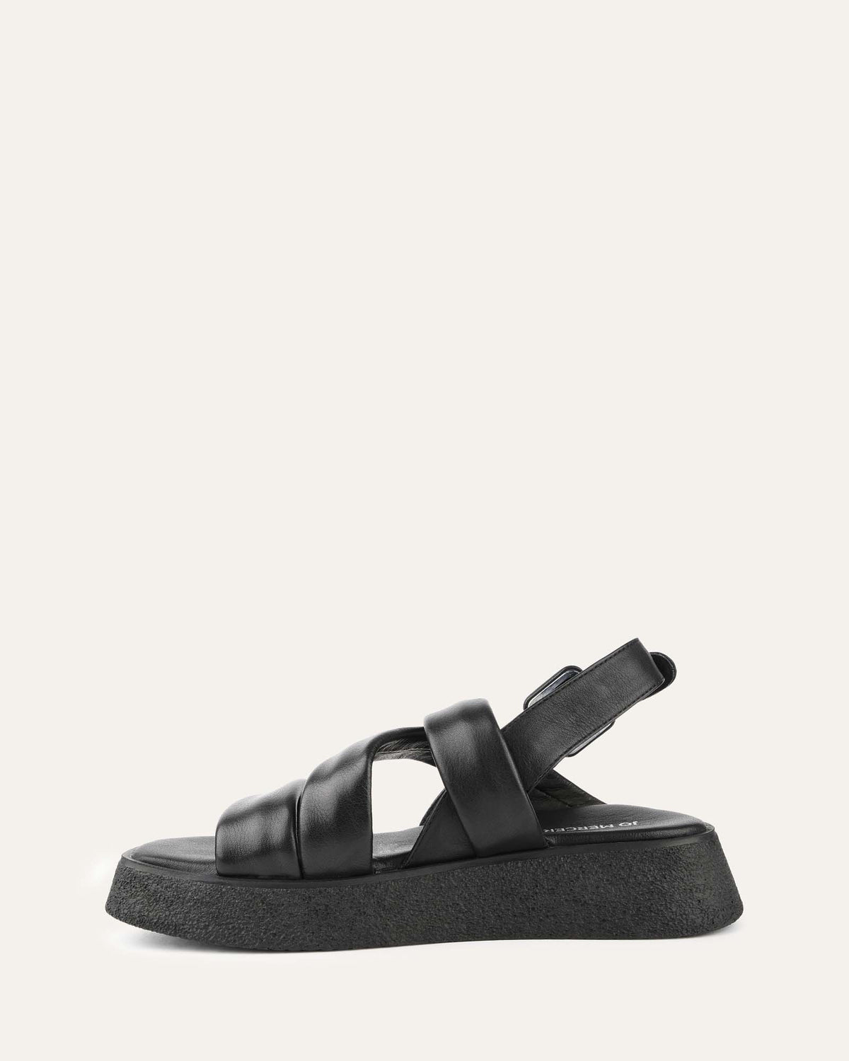 ZIA FLAT SANDALS BLACK LEATHER