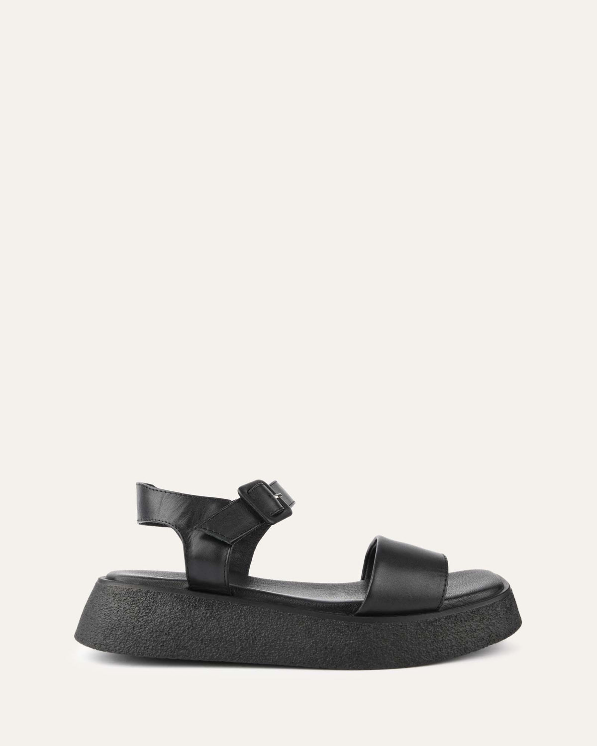 ZURI FLAT SANDALS BLACK LEATHER